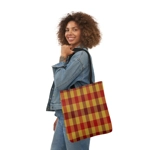 Red And Yellow Tartan Check Shoulder Tote Bag Red And Yellow Tartan Check Shoulder Tote Bag