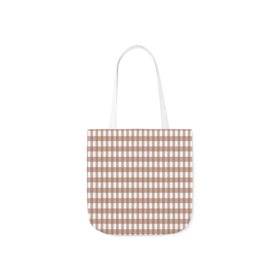 Mocha Brown Check Pattern Shoulder Tote Bag