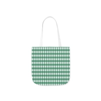 Forest Green Check Pattern Shoulder Tote Bag