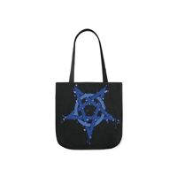 Blue Inverted Spotted Pentagram Shoulder Tote Bag