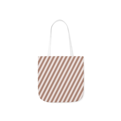 Cocoa Brown And White Stripes Pattern Shoulder Tote Bag