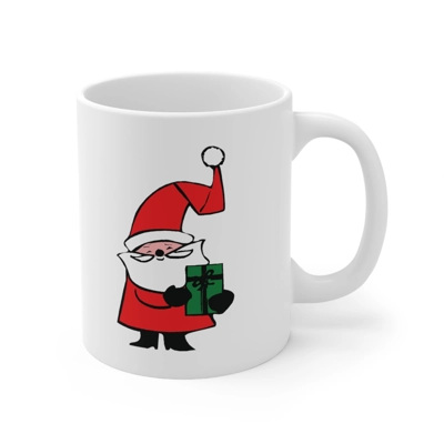 Curly Hat Santa With Gift Coffee Mug Curly Hat Santa With Gift Coffee Mug