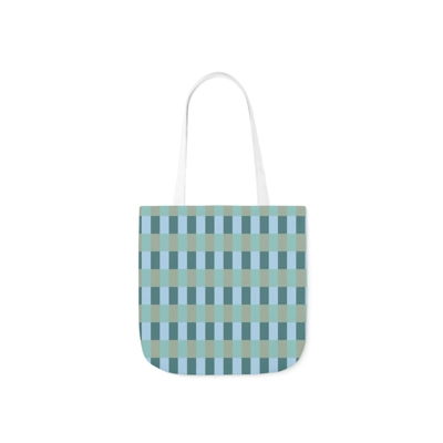 Blue And Green Gingham Check Pattern Shoulder Tote Bag