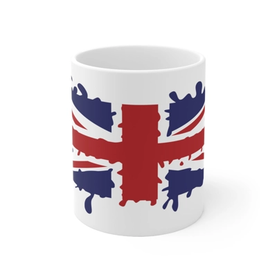 Union Jack Flag Paint Splat Wrap Around Coffee Mug