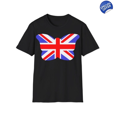 Union Jack Flag Butterfly T-Shirt