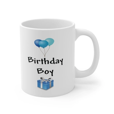 Birthday Boy Blue Balloons And Present Coffee Mug