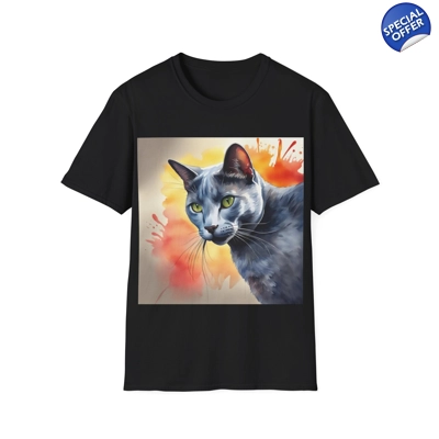 Russian Blue Cat Cute Watercolor T-Shirt Russian Blue Cat Cute Watercolor T-Shirt