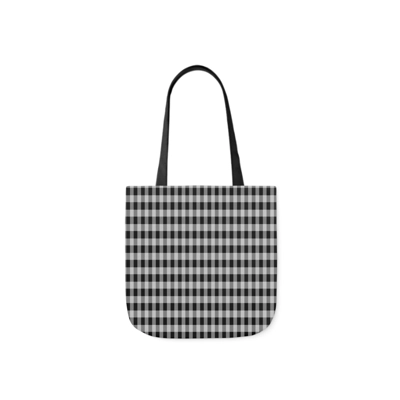 Black And Grey Gingham Check Pattern Shoulder Tote Bag