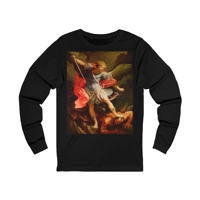 Archangel Michael Defeating Satan Christian Warrior Long Sleeve T-Shirt