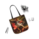Archangel Michael Defeating Satan Christian Warrior Shoulder Tote Bag