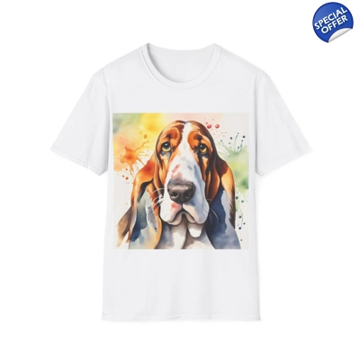 Basset Hound Dog Cute Watercolour T-Shirt