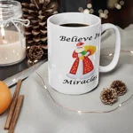 Believe In Miracles Santa Stars Christmas Coffee Mug