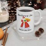 Believe In Miracles Santa Stars Christmas Coffee Mug