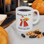 Believe In Miracles Santa Stars Christmas Coffee Mug