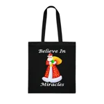 Believe In Miracles Santa Stars Christmas Cotton Shopping Tote Bag