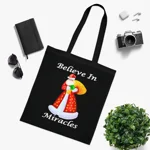 Believe In Miracles Santa Stars Christmas Cotton Shopping Tote Bag