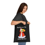 Believe In Miracles Santa Stars Christmas Cotton Shopping Tote Bag