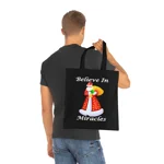 Believe In Miracles Santa Stars Christmas Cotton Shopping Tote Bag
