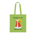 Believe In Miracles Santa Stars Christmas Cotton Shopping Tote Bag