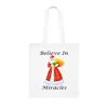 Believe In Miracles Santa Stars Christmas Cotton Shopping Tote Bag