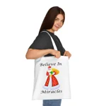 Believe In Miracles Santa Stars Christmas Cotton Shopping Tote Bag