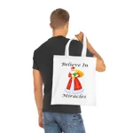 Believe In Miracles Santa Stars Christmas Cotton Shopping Tote Bag