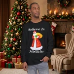 Believe In Miracles Santa Stars Christmas Long Sleeve T-Shirt