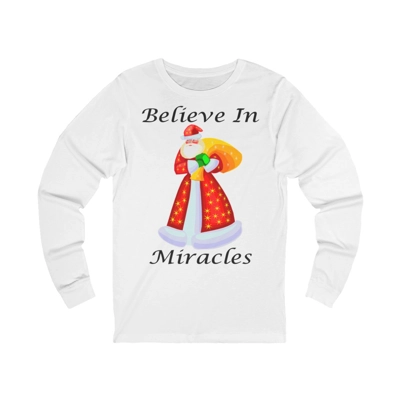 Believe In Miracles Santa Stars Christmas Long Sleeve T-Shirt