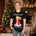 Believe In Miracles Santa Stars Christmas T-Shirt
