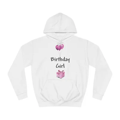 Birthday Girl Pink Balloons And Present Hoodie