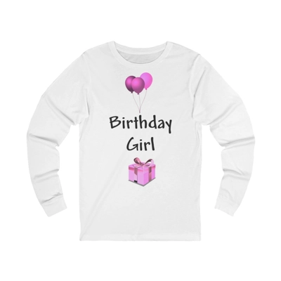 Birthday Girl Pink Balloons And Present Long Sleeve T-Shirt