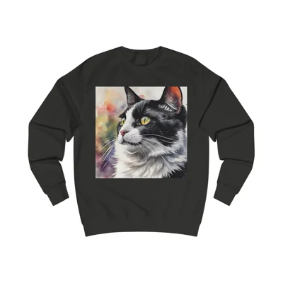 Black And White Cat Cute Watercolour Sweatshirt