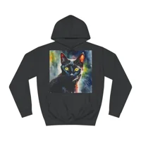 Black Cat Cute Watercolour Hoodie