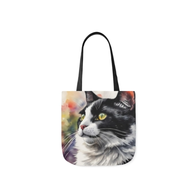 Black And White Cat Cute Watercolour Shoulder Tote Bag