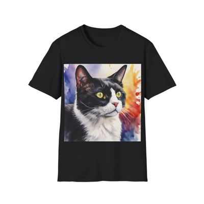 Black And White Tuxedo Cat Watercolor T-Shirt