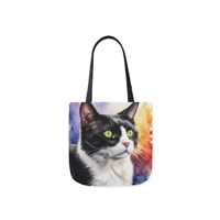 Black And White Tuxedo Cat Watercolour Shoulder Tote Bag