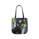 Black Cat Cute Watercolor Shoulder Tote Bag