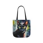 Black Cat Cute Watercolor Shoulder Tote Bag