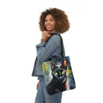 Black Cat Cute Watercolor Shoulder Tote Bag