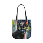 Black Cat Cute Watercolor Shoulder Tote Bag
