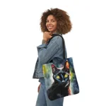 Black Cat Cute Watercolor Shoulder Tote Bag