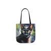Black Cat Cute Watercolor Shoulder Tote Bag
