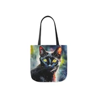 Black Cat Cute Watercolor Shoulder Tote Bag