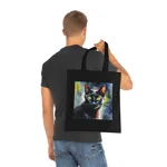 Black Cat Cute Watercolour Cotton Shopping Tote Bag