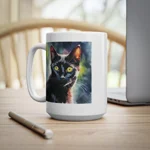 Black Cat Cute Watercolour Coffee Mug