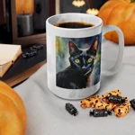 Black Cat Cute Watercolour Coffee Mug