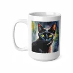 Black Cat Cute Watercolour Coffee Mug