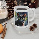 Black Cat Cute Watercolour Coffee Mug