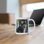 Black Cat Cute Watercolour Coffee Mug
