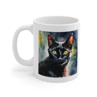 Black Cat Cute Watercolour Coffee Mug